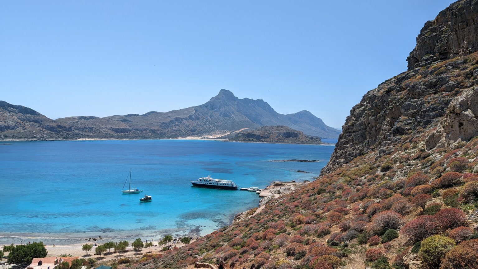View from the Cliff top of Gramvousa Island to Balos beach