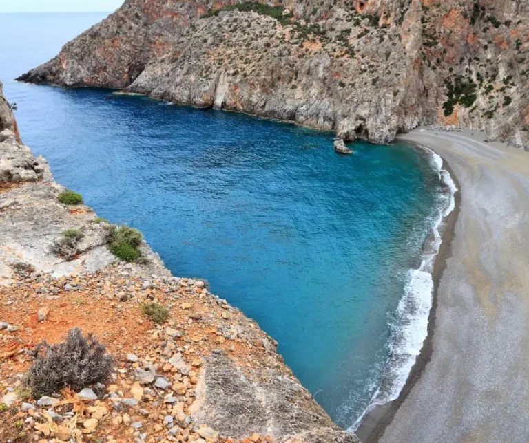 Agiofarago beach Heraklion with Fine Pebbles beach and Deep blue water