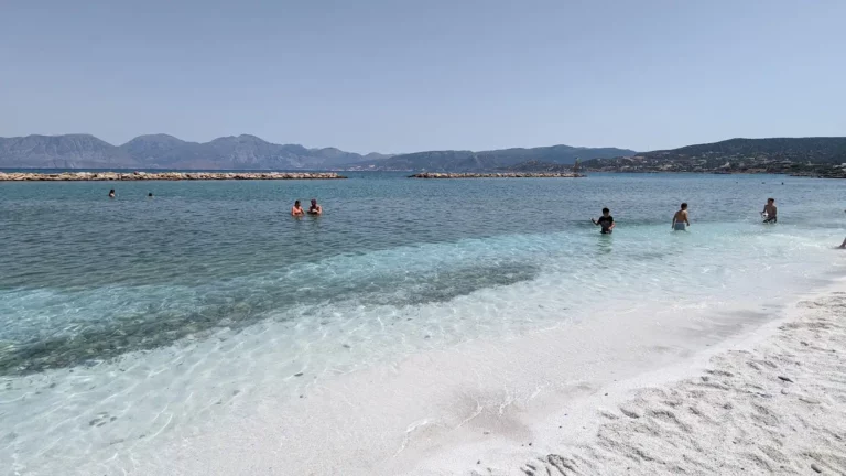 Kimzu Sea Lounge Beach Lassithi with Fine Pebbles beach and Blue water