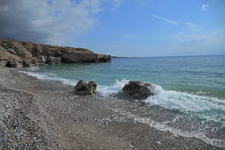Koutelos beach Chania with Pebbles beach and Deep blue water