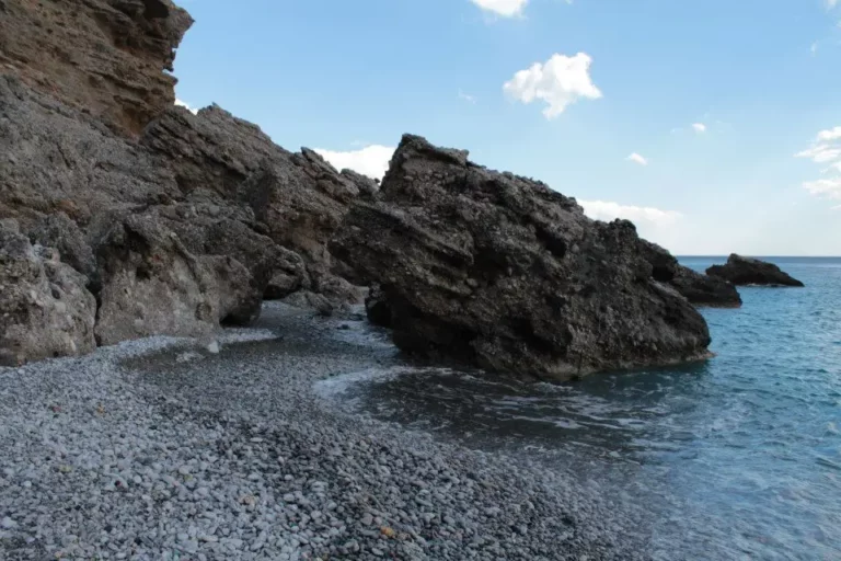 Leska beach Chania with Pebbles beach and Deep blue water