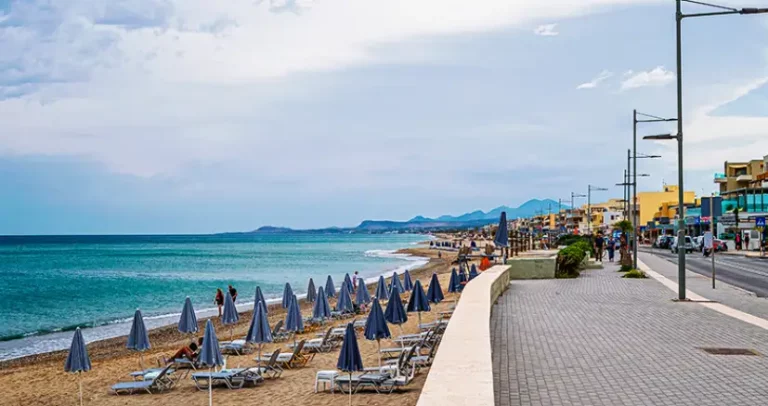 Pervolia beach Rethymno with Sand beach and Blue water