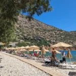 Plaka beach Lassithi with Pebbles beach and Blue water