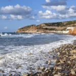 Skaleta beaches Rethymno with Rocks in places beach and Blue water