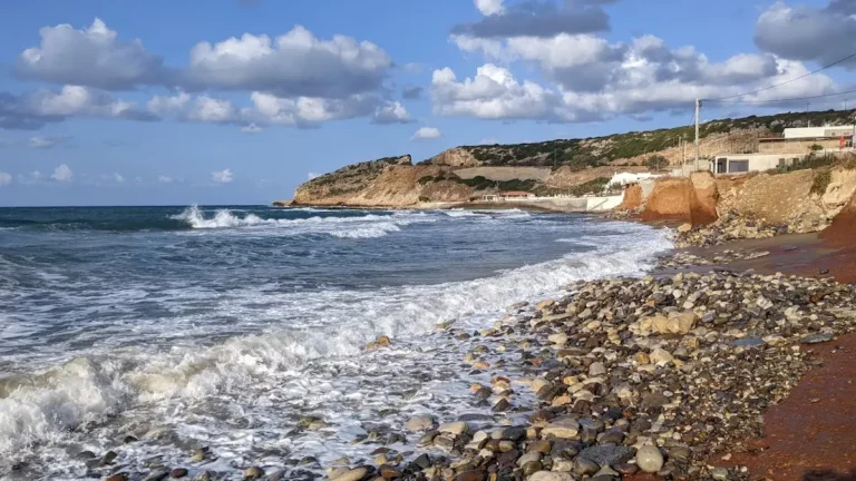 Skaleta beaches Rethymno with Rocks in places beach and Blue water