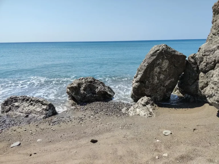 Skouros beach Heraklion with Pebbles beach and Blue water