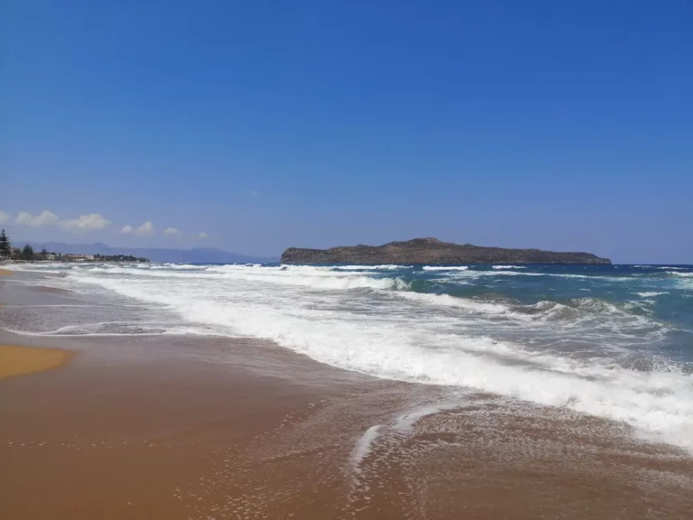 Stalos beach Chania with Sand beach and Blue water