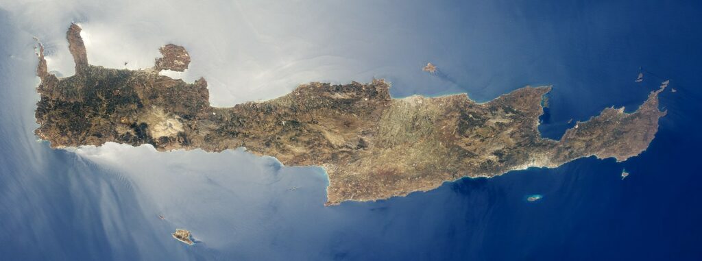 satelite image of Crete Island