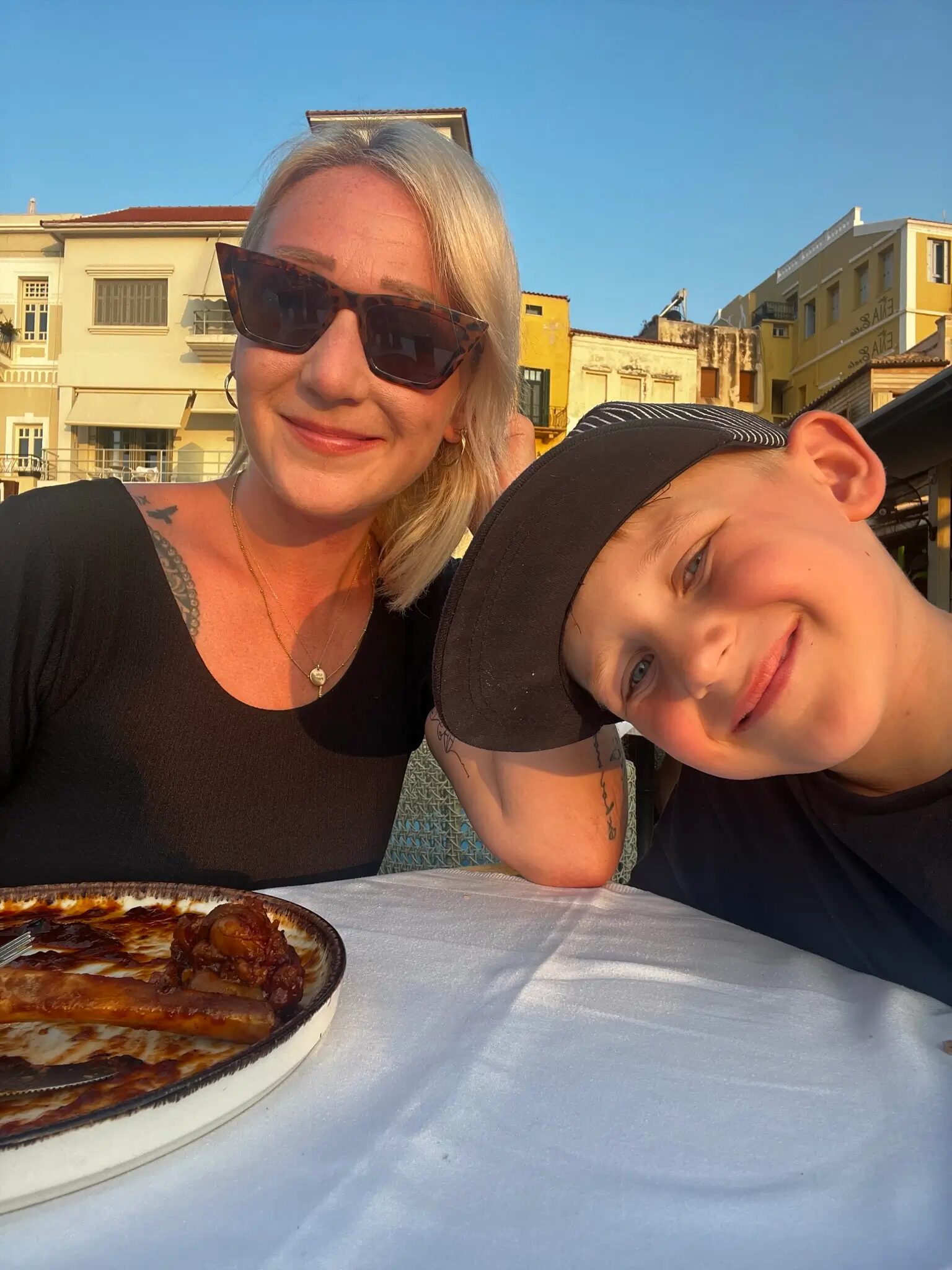 mother and son at a restaurant in chania | CreteLocals