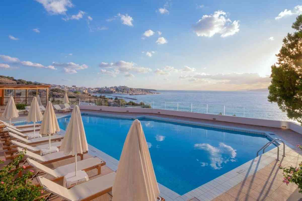 Seaside hotel pool at Almyros beach, Crete