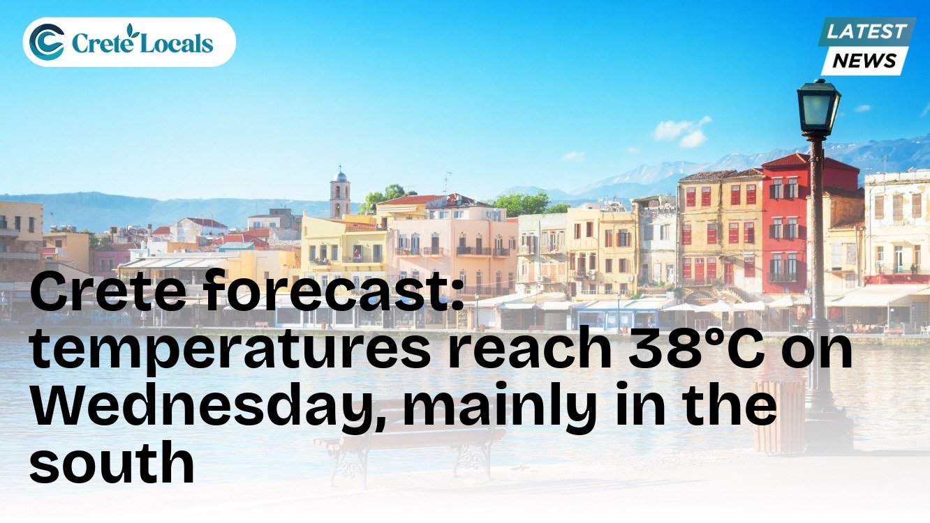 Crete forecast: temperatures reach 38°C on Wednesday, mainly in the south