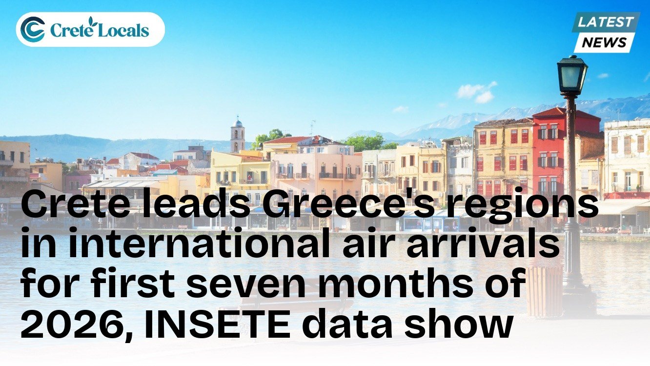 Crete leads Greece's regions in international air arrivals for first seven months of 2026, INSETE data show