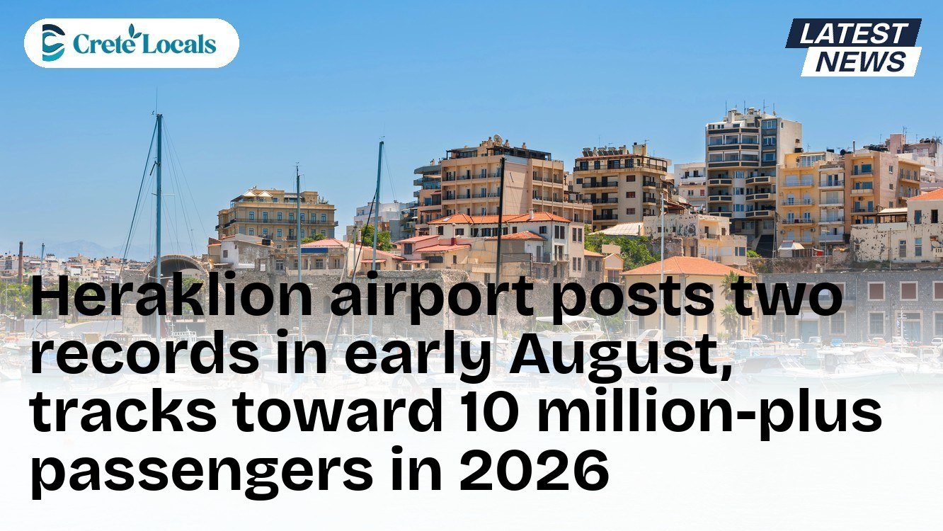 Heraklion airport posts two records in early August, tracks toward 10 million-plus passengers in 2026