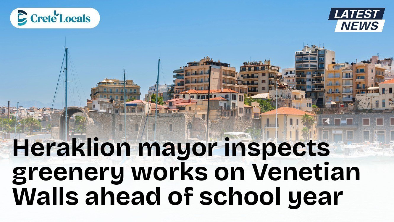 Heraklion mayor inspects greenery works on Venetian Walls ahead of school year