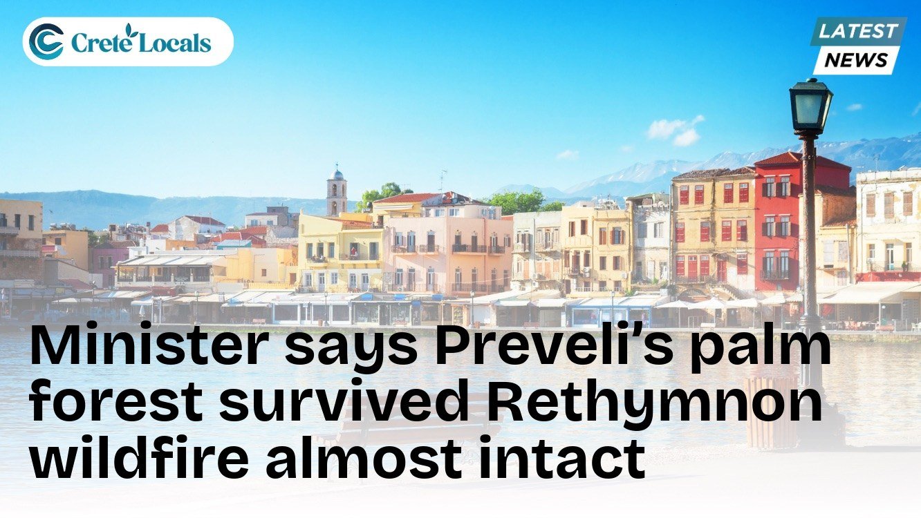 Minister says Preveli’s palm forest survived Rethymnon wildfire almost intact