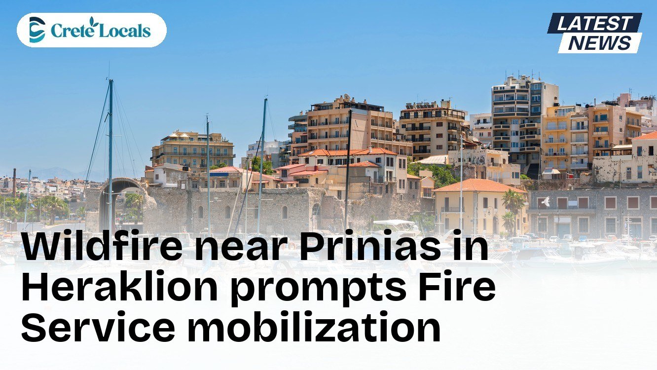 Wildfire near Prinias in Heraklion prompts Fire Service mobilization