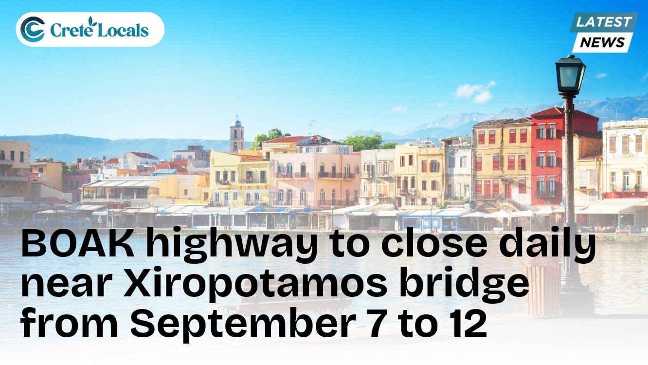 BOAK highway to close daily near Xiropotamos bridge from September 7 to 12
