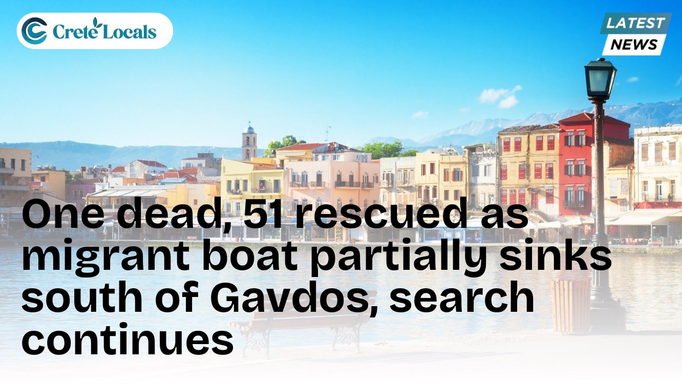 One dead, 51 rescued as migrant boat partially sinks south of Gavdos, search continues