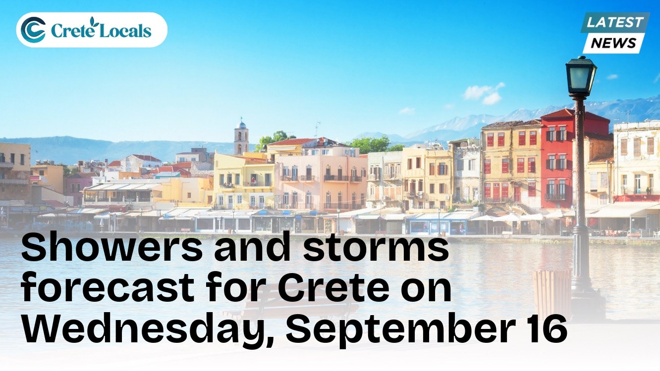 Showers and storms forecast for Crete on Wednesday, September 16