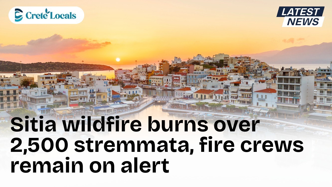 Sitia wildfire burns over 2,500 stremmata, fire crews remain on alert