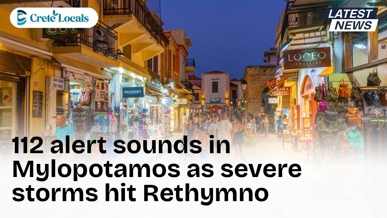 112 alert sounds in Mylopotamos as severe storms hit Rethymno