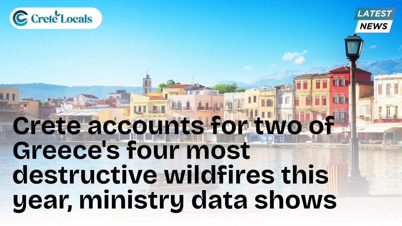 Crete accounts for two of Greece's four most destructive wildfires this year, ministry data shows