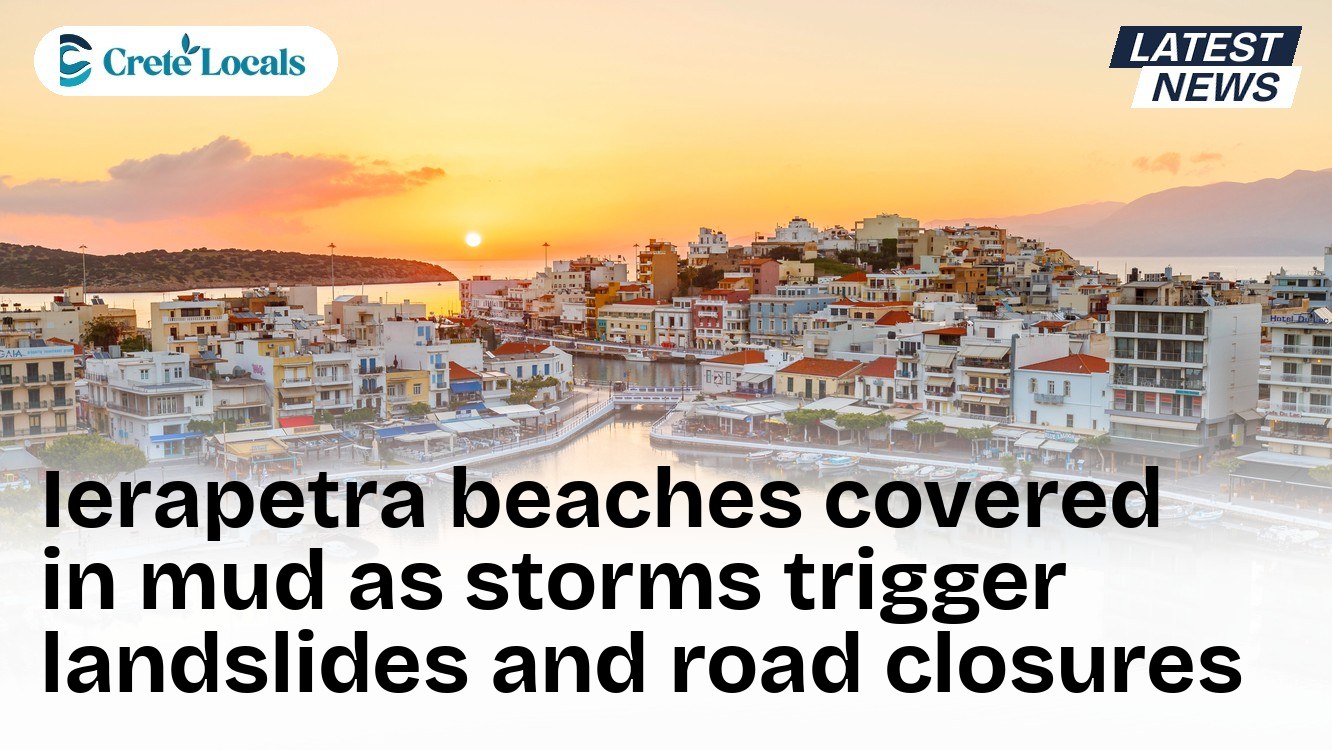 Ierapetra beaches covered in mud as storms trigger landslides and road closures
