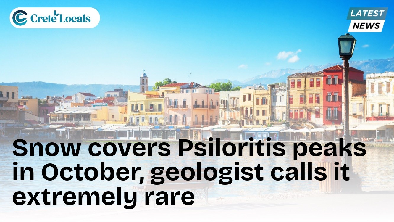 Snow covers Psiloritis peaks in October, geologist calls it extremely rare