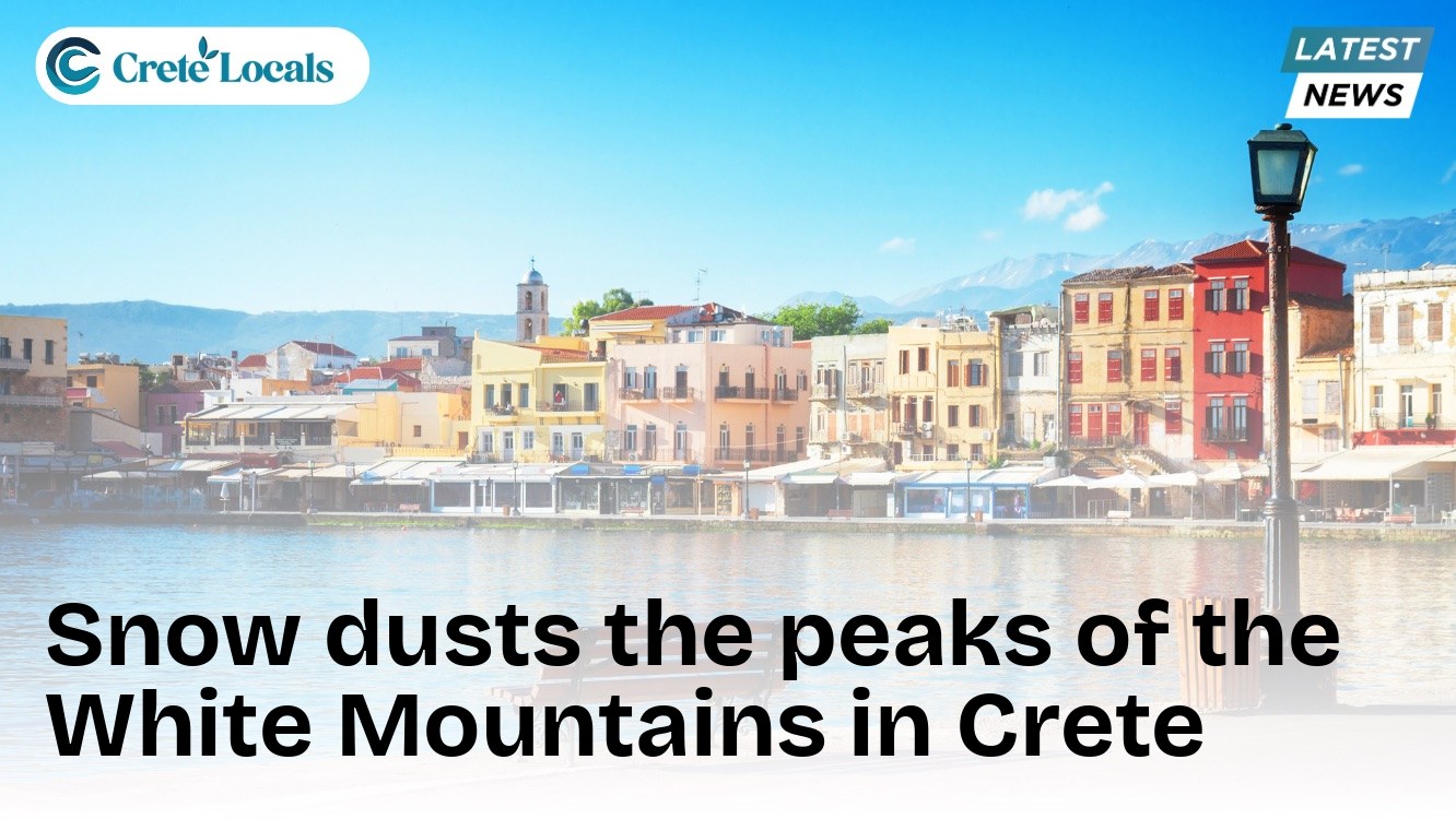 Snow dusts the peaks of the White Mountains in Crete