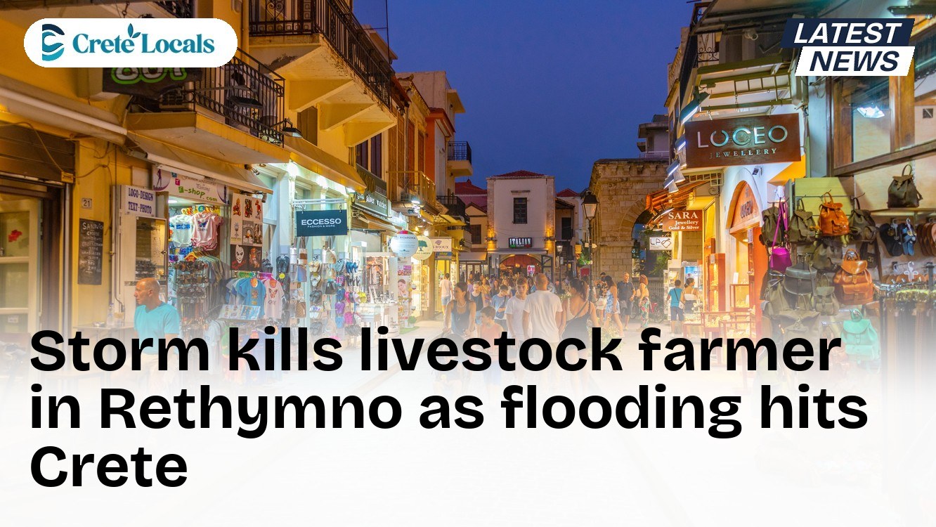 Storm kills livestock farmer in Rethymno as flooding hits Crete
